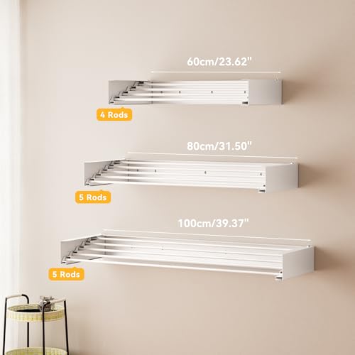 Wall Mounted Drying Rack, 23.6" Retractable Clothes Drying Rack - Image 5