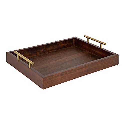 Kate and Laurel Lipton Decorative Wooden Tray with Metal Gold - Image 2
