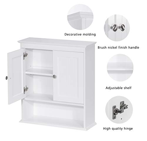 Spirich Bathroom Wall Cabinet with Beadboard Doors, White - Image 6