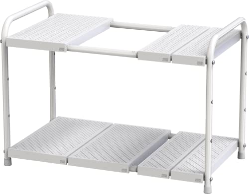 Deco Brothers Under Sink 2 Tier Expandable Shelf Organizer, White - Image 2