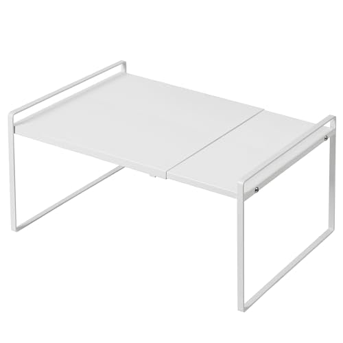 Expandable Shelf for Cabinets, Cabinet Shelf Riser, 12" White - Image 2
