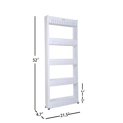 Laundry Room Organizer, Mobile Shelving Unit Organizer with 5 - Image 4
