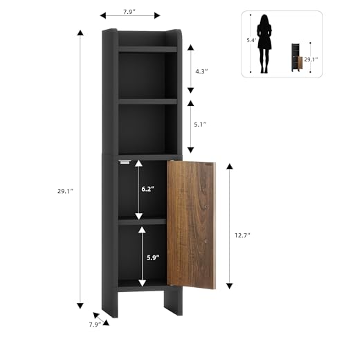 Small Bathroom Storage Corner Floor Cabinet Narrow Toilet - Image 3