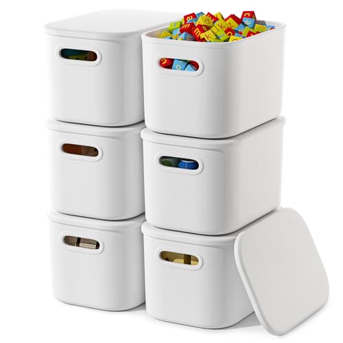 ORGIDOL 6 Pack White Storage Bins with Lids Stackable Storage - Image 2
