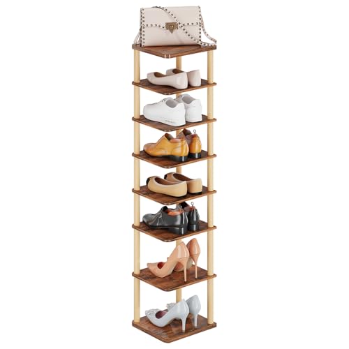 8 Tiers Vertical Shoe Rack, Tall Narrow Shoe Tower - Image 4
