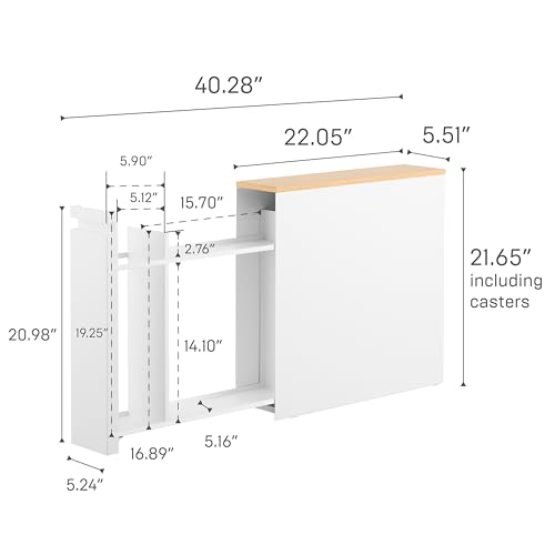 YAMAZAKI Home Pull-Out Bathroom Storage Cabinet with Wood Top - Image 4