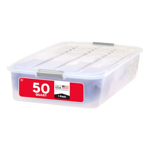 IRIS USA 50 Qt. Long Under Bed Storage Bin with Lids, Clear - Image 2