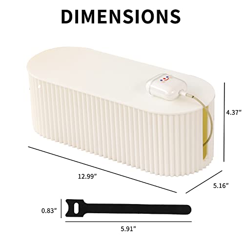 FABROK Cable Management Box, Plastic Cord Hider Box, Small, White - Image 3