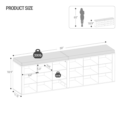 Hzuaneri Shoe Storage Bench with Cushion, Storage Bench - Image 3