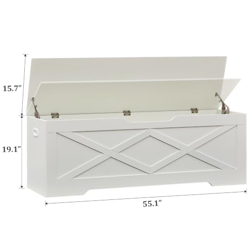 55.1" Storage Bench Extra Large,Blanket chest with 2 - Image 3