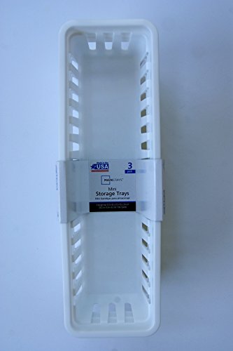 Slim Plastic Storage Trays Baskets in White- Set of 3 - Image 3