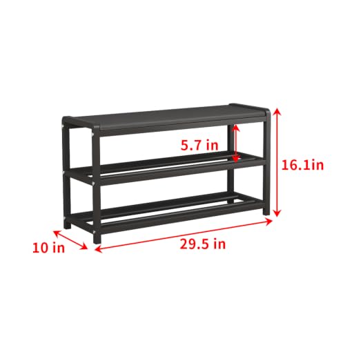 Stainless‑Steel Padded Shoe Rack Bench, Entryway Storage - Image 3