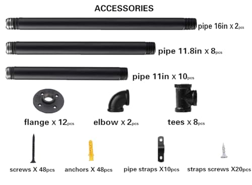 Industrial Wall Mount Iron Pipe Shelf Shelves Shelving Bracket - Image 4