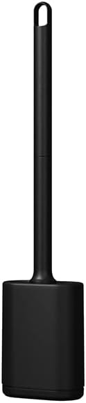 Flexible Silicone Toilet Brush with Holder Set, Non-Scratch Bristles, Slip-Resistant Extended Plastic Handle, Rapid Drying Wall-Mounted Storage, Efficient Toilet Cleaner (Black)