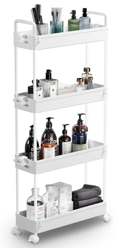SOLEJAZZ Slim Rolling Storage Cart Skinny Bathroom Organizer, 4 - Image 2