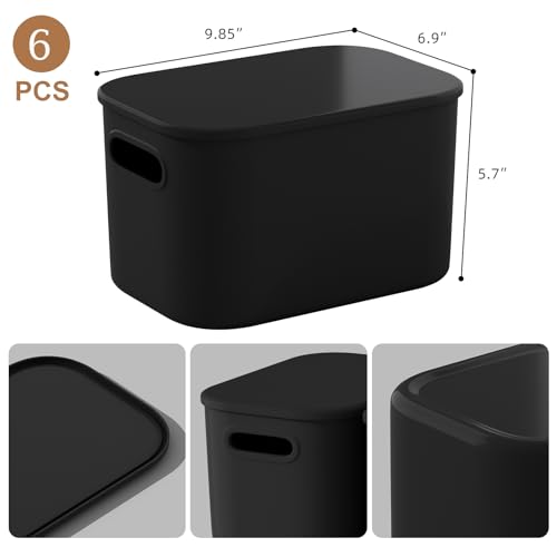 ORGIDOL 8 Pack Black Storage Bins with Lids Stackable Storage - Image 6