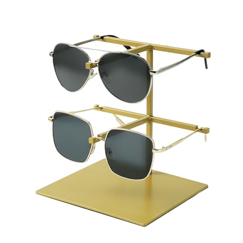 2-Tier Gold Sunglass Display Stand,Sunglass Organizer (1-Pack) - Image 2