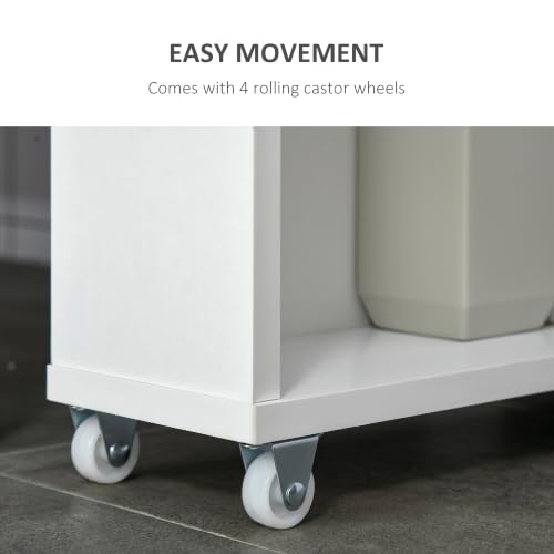 kleankin Slim Bathroom Cabinet with Castor Wheels Fits - Image 7
