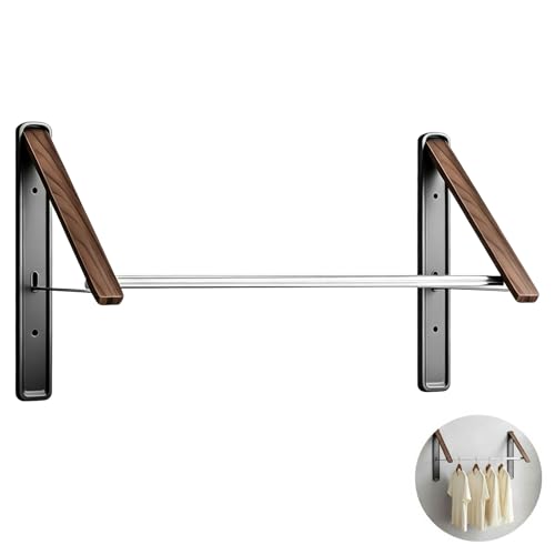 Wall Mounted Retractable Clothes Drying Rack, Walnut - Image 3
