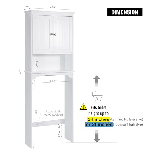Spirich Over The Toilet Storage Cabinet with Doors, Bathroom - Image 3