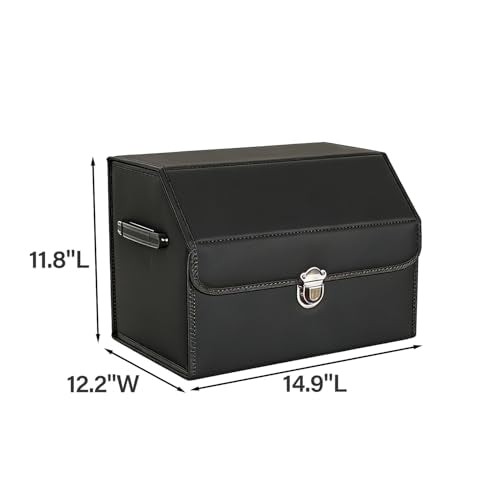 Car Trunk Organizer with Lid, Foldable PU Leather Cargo - Image 3