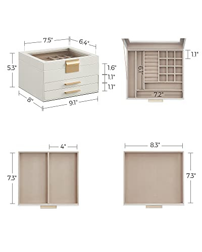 SONGMICS Jewelry Box Organizer, 3-Layer Storage with 2 Drawers - Image 4