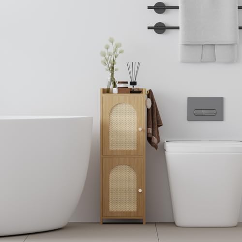 Rattan Bathroom Small Storage Cabinet with 2 Doors | Home Organization - Image 2