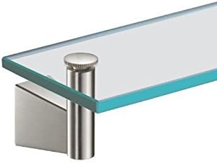 Gatco 4736 Bleu Glass Shelf, Satin Nickel/Wall Mounted 20.13" X 4.3" Tempered Glass/Floating Rectangle Glass Shelf for Bathroom