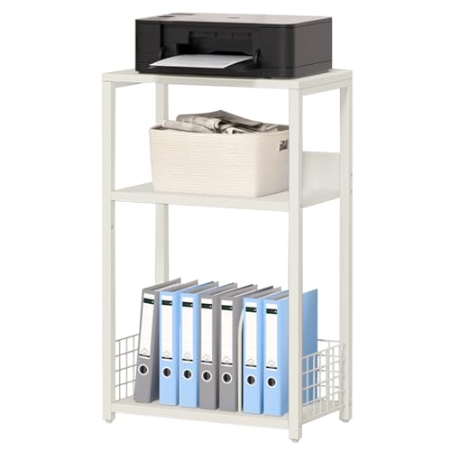 LELELINKY White Side Table,Small Printer Stand with Storage Shelf - Image 2