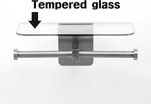 JackCubeDesign Double Toilet Paper Holder with Glass Shelf, Wall - Image 5