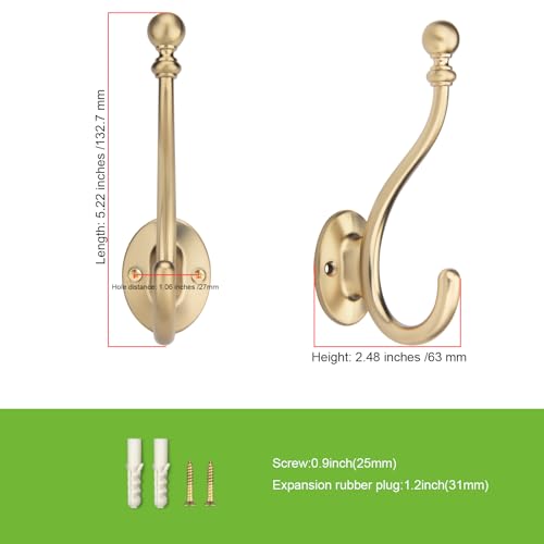 AVICCI 5 Pack Coat Hooks Champagne Bronze Coat Hook,Heavy - Image 4