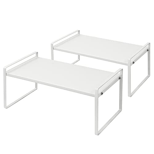 Nxconsu Stackable Cabinet Shelf Organizer 2 Pack, Standard White - Image 2