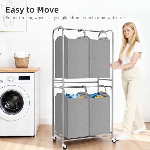 STORAGE MANIAC Vertical Laundry Hamper with Removable Tote - Image 6