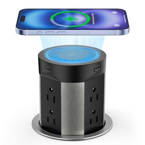 Kungfuking Pop Up Outlet for Countertop Kitchen, 15W Wireless - Image 2
