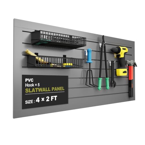 Hohuqeri Slatwall Panel Garage Wall Organizer, Grey, 2'H x 4'W - Image 2