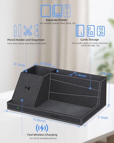 Wireless Charger with Desk Organizer, Fast Charging Station - Image 4