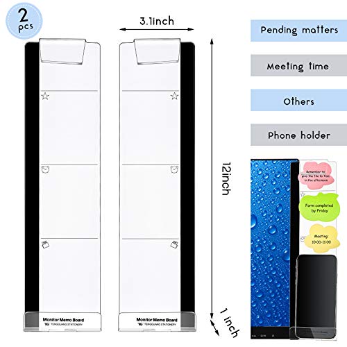 Zonon 2 Pcs Monitor Memo Board with Phone Holder, Clear Acrylic - Image 3