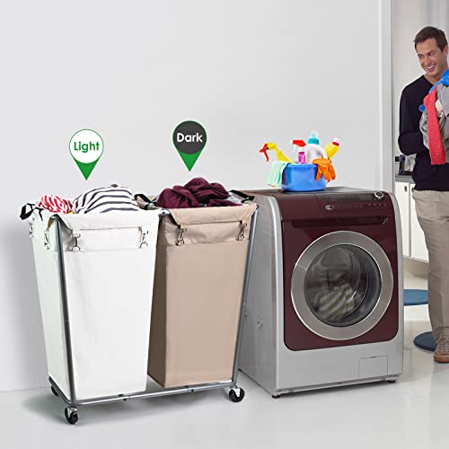 280L Laundry Laundry Hamper 2 Section, Large Laundry - Image 5