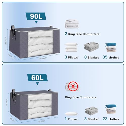 60L Extra Large Clothes Storage Bags, 6 Pack Blanket & Clothing - Image 3