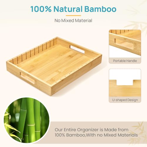 Vtopmart Large Bamboo Lid Organizers with 7 Extra Tall Dividers - Image 6