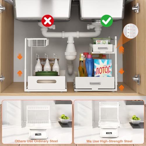 Under Sink Organizer, 2 Tier Slide Out Cabinet Organizer - Image 6