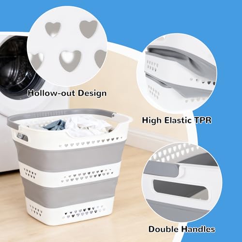 2 Pcs Collapsible Laundry Baskets for Clothes, 43L Plastic - Image 4