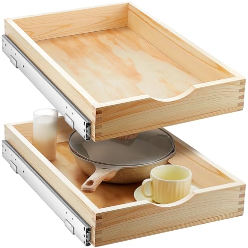 2 Set Wood Pull out Cabinet Organizer, Wood Color - Image 2