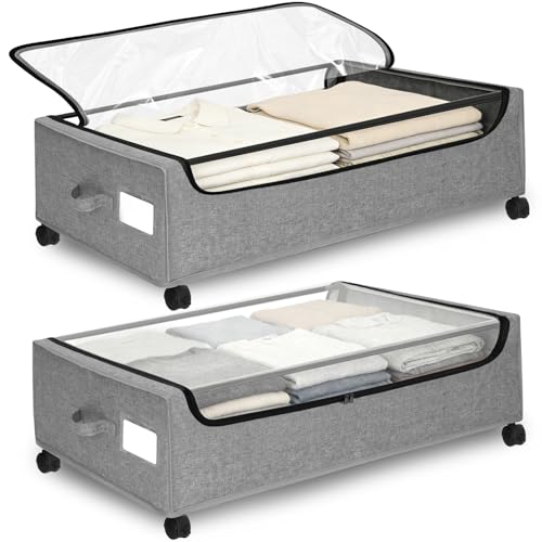 Under Bed Storage with Wheels, 2 Pack Under Bed Storage - Image 2