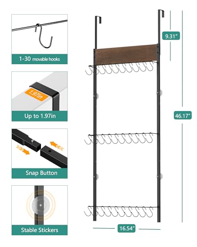 Over the Door Hat Organizer with 30 Hooks, 3-Tier Hat Rack - Image 4