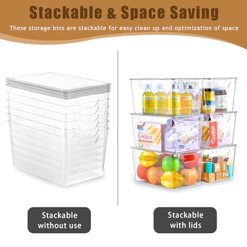 Freebat 6 Pack Clear Storage Bins with Lids, 7 Quart Pantry - Image 4