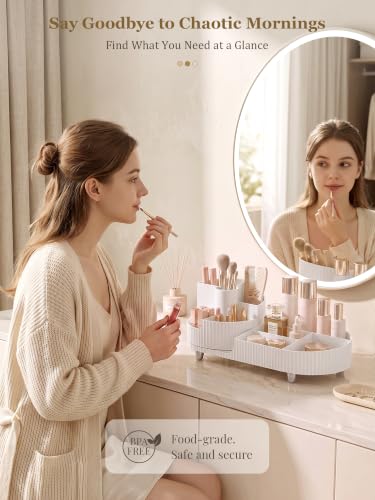 Booklov Rotating Makeup Organizer for Vanity Countertop, White - Image 5