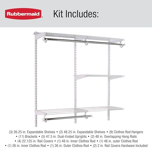 Rubbermaid Configurations Custom Closet Kit 4-8 Ft, White - Image 7