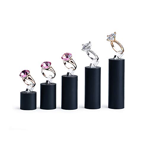 Black Acrylic 7 Piece Cylinder Ring Display Stand Organizer - Image 3