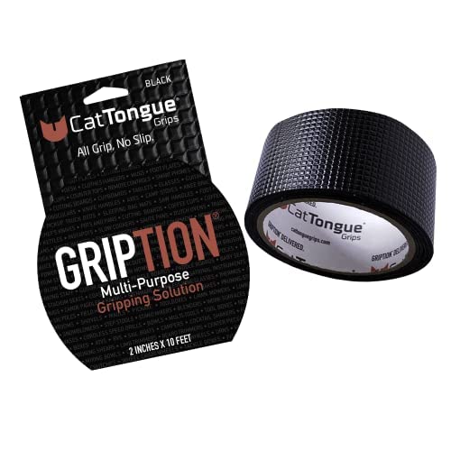 CATTONGUE GRIPS Non-Abrasive Grip Tape Wrap - 2” Thick Heavy-Duty, Waterproof Anti-Slip Tape for Wrapping Tools, Industrial & Commercial Uses - Indoor & Outdoor Anti-Slip Solution (Black, 60ft)